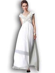V-neck Fitted Chiffon Evening Dress/Prom Dress 