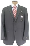 Caravelli Mens SB 2 Button FF Gray Stripe Suit - Size 44R