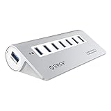 ORICO USB 3.0ハブ 7ポート 高速 12V2.5A電源アダプタ付 VL812チップセット搭載 3.3ftケーブル 付 アルミ製 シルバー M3H7