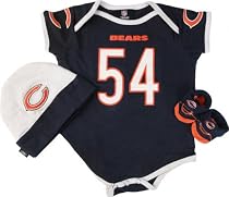 Brian Urlacher Reebok Newborn 6-9 mos. Bodysuit, Booties & Cap Chicago Bears Set