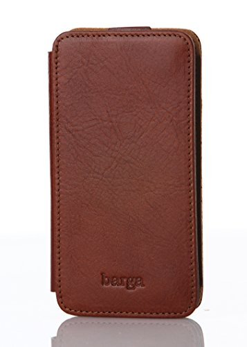Barga Cases Genuine Leather Wallet Case for iPhone 5 / 5s, Tan