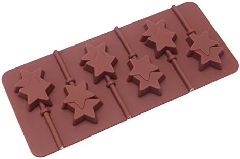 eGroo® Silicone Candy Molds &amp; Ice Cube Trays - Hard Candy Lollipop Mold with Sticks DIY 3d Chocolate Fondant Mould for Cake Decorations (Star)