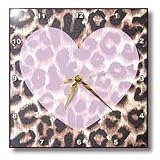 Love Pink Heart Leopard Print Animal Prints - 10x10 Wall Clock