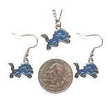Detroit Lions Necklace and Dangle Earring Charm Set ~ aminco