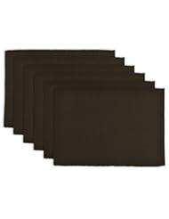 Home: DII 100% Cotton, Ribbed 13x 19" Everyday Basic Placemat Set of 6, Dark Brown - Design Imports India