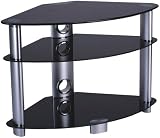 Iconic TX5000 Up To 32″ Television Stand With 3 Shelves – Black Glass