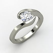 Round Diamond Sterling Silver Ring