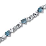 Alluring Design 4.50 carats total weight Heart Shape London Blue Topaz and White CZ Gemstone...