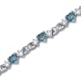 Alluring Design 4.50 carats total weight Heart Shape London Blue Topaz & White CZ Gemstone Bracelet in Sterling Silver
