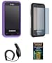 Cell Phone Accessories Bundle for AT&T Samsung Eternity SGH-A867 (Includes; Purple Silicone Rubber Soft Case, Rapid Car Charger, Custom Full Screen Protector, Generation X Antenna Booster)