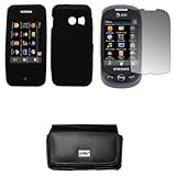 EMPIRE Black Leather Case Pouch with Belt Clip and Belt Loops + Black Silic ....