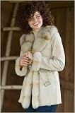 Women's Double Faced Rabbit Jacket with Fox Collar