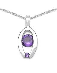 0.50 Carat Genuine Amethyst Sterling Silver Pendant Necklace. 18"
