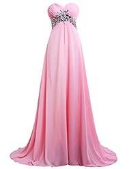 A-line Sleeveless Crystal Crystals Sweetheart Chiffon Empire   Waistline Evening Dress/Bridesmaid Dress/Prom Dress/Party Dress 