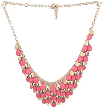 NK Jewels Womens Accessories Pink & Gold Rain Drops Choker Statement Pendant Necklace 9.00cm x 5.00cm