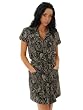 Sassy New York & Company Short Sleeve Print Dress Pockets with Belt Safari Dress Size XS