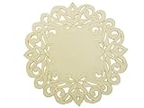 Homewear Cutwork and Embroidery 16-Inch Round Placemat, Ivory