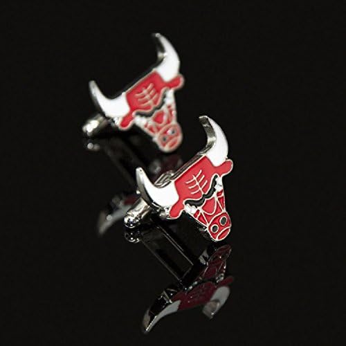 Jewelryfinds Chicago Bulls Cufflinks Cuff Retro Nail Enamel Handsome Man Series