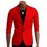 DOUBLJU Mens Casual Vivid Color Short Sleeve Blazer Jacket (092D)