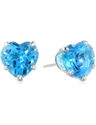 14k White Gold Heart Stud Earrings
