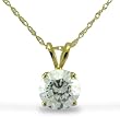 14KT Yellow Gold 1.0 CTW Round CZ Solitaire Pendant on 18" Chain