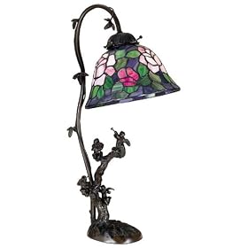 19 Inch H Tiffany Rosebush Gooseneck Accent Lamp Table Lamps by Meyda