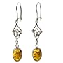 Sterling Silver Honey Amber Celtic Earrings