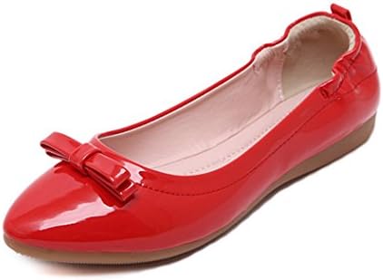 Fingda Women's Shoe Ballet Basic Pointed Toe Fashion Enamel Flat(Red EU36)