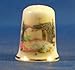 Porcelain China Thimble -- Sewing Machine with Patchwork