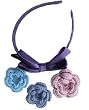 Satin Head Band for Big Girls - Purple Magic (With Hand-crocheted Flower Pins) Satin Head Band for Big Girls - Purple Magic (With Hand-crocheted Flower Pins)