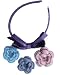 Satin Head Band for Big Girls - Purple Magic (With Hand-crocheted Flower Pins)