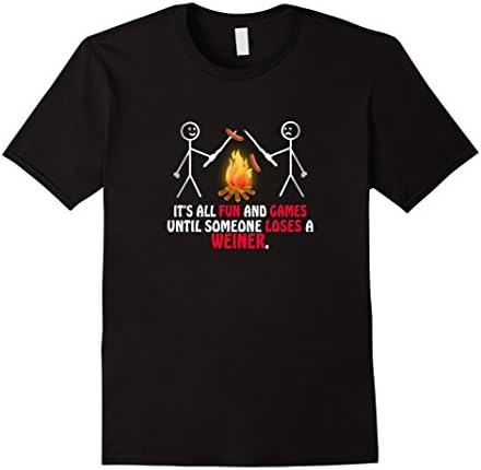 Men's PREMIUM All Fun and Games Lose a Wiener Funny Camping tShirt 2XL Black