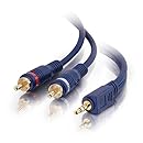 C2G / Cables To Go 40615 Velocity One 3.5mm Stereo Male to Two RCA Stereo Male Y-Cable (12 Feet, Blue)