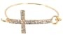 Gold with Clear Iced Out Cross Metal Bangle Bracelet Gold with Clear Iced Out Cross Metal Bangle Bracelet