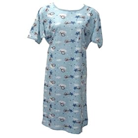 Short Sleeve Monkeys In The Clouds Print Cotton Nightgown Plus Size 4X