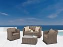 Rattan Sitzgruppe Patra von aniba, 4-teiliges Polyrattan Gartenmoebelset, Inklusive Polster und Rückenkissen