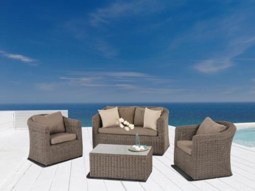 Rattan Sitzgruppe Patra von aniba, 4-teiliges Polyrattan Gartenmoebelset, Inklusive Polster und Rückenkissen Rattan Sitzgruppe Patra von aniba, 4-teiliges Polyrattan Gartenmoebelset, Inklusive Polster und Rückenkissen