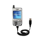 Coiled Power Hot Sync and Charge USB Data Cable w/ Tip Exchange for the PalmOne Treo 700w - Gomadic Brand