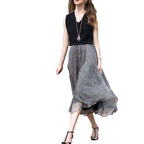 (ディーコッテ)D'Kotte レディース 春 夏 ワンピース ドレス ロング マキシ Vネック シフォン ブラック neaa252