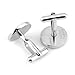 Pensee Luxury Stainless Steel & Black Skull Pattern Enamel Cufflinks for Men with Gift Box