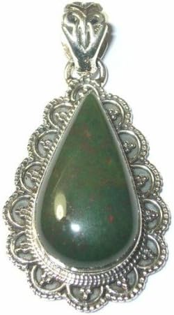 Blood Stone Sterling Silver Teardrop Pendant