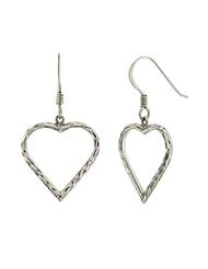Sterling Silver Open Heart Dangle Earrings