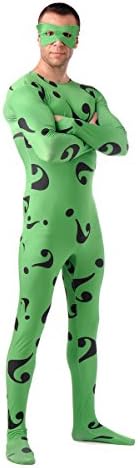 Spicylingerie Unisex Lycra Spandex Riddler Zentai Costume Suits with Mask-L