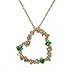 10k Yellow Gold Emerald and Diamond Heart Pendant title=