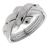 Sterling Silver 4-Piece Love Knot Braided Design Puzzle Ring Band, 3/8 in. (10mm) wide, size 11