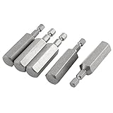 uxcell　六角ドライバービット　レンチドライバービット　磁気　六角ヘッド　6.3mmのシャンク　65mmの長さ　5個