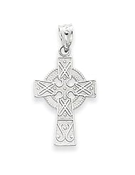 14k White Gold Celtic Cross Pendant