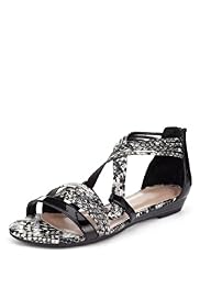 Faux Snakeskin Print Strappy Wedge Sandals