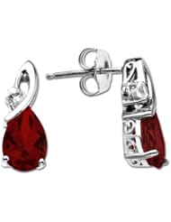 Sterling Silver Gemstone and White Topaz Tear Drop Studs