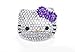 LOVEKITTY --- 1 pc Large Purple Bow 100% Handcrafted Blinged out Kitty Face Resin Cabochon -- by lovekitty